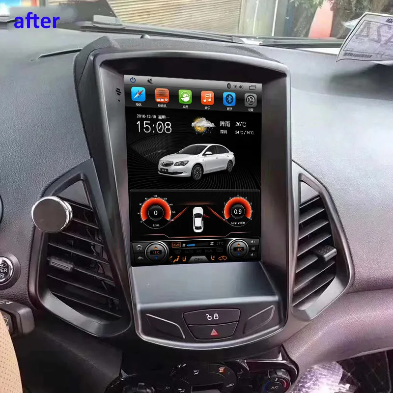 Pemutar Video mobil gaya Tesla 10.4 inci, untuk Ford Ecosport 2013 2016 navigasi GPS Radio Android bawaan untuk pemutar DVD Mobil