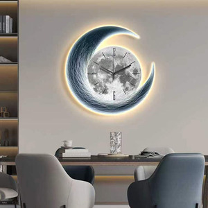 Orologio <span class=keywords><strong>da</strong></span> <span class=keywords><strong>Parete</strong></span> Moderno di Lusso 60cm con Funzione Luce Notturna, Decorazione Creativa Luna per Soggiorno, Sala <span class=keywords><strong>da</strong></span> Pranzo, <span class=keywords><strong>Casa</strong></span> - Product Image 2