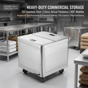 Bakery Use 201 Stainless Steel Flour <b>Bin</b> Trolley Bulk Grain Storage Transport Truck For Commercial <b>Kitchen</b> - Product Image 3