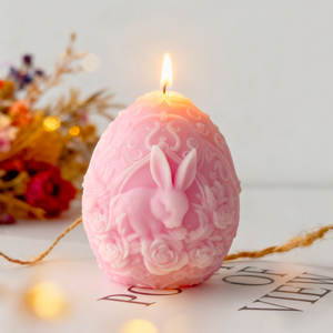 Lapin de Pâques, œuf, bougie artisanale en cire de soja mélangée 3D colorée, pour les fêtes et les bars - Product Image 3
