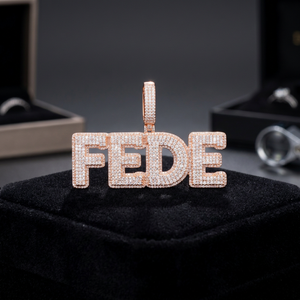 Colgante de Moissanita con Inicial de Letra en Oro Rosa, Plata de Ley 925, con Incrustaciones de Circonitas, Amuleto con Nombre, Joyería Hip Hop para Fiesta - Product Image 2