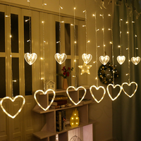 Guirlande de rideaux lumineux à LED en forme de cœur pour l'extérieur, bon marché, guirlande décorative d'amour pour mariage, noël, éclairage mural de vacances