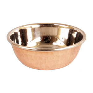Tazón de Cobre Martillado Artesanal con Interior de Acero Inoxidable, Tazón Multiusos para Servir y Mezclar - Product Image 1