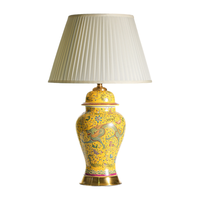 Lampe de table LED en céramique Famille Rose, base en forme de pot à gingembre, 3 couleurs réglables, lumière de chevet moderne, décoration chinoiserie
