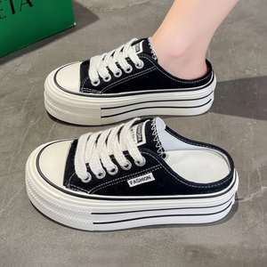 Scarpe da ginnastica a 2 colori tacco alto da donna muli sandali LK-K21 col tacco - Product Image 1