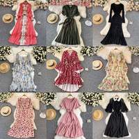 Robe longue en mousseline de soie pour femmes, imprimé numérique, robes de vacances élégantes pour femmes, imprimé Floral, robes décontractées, Stock