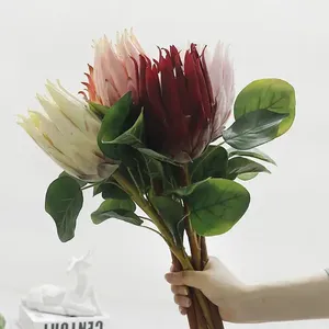 Zarif yapay ipek kral Protea çiçek simülasyon çiçekler ev masa merkezi parça otel düğün dekorasyon için