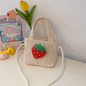 ストローバッグ、2024年夏韓国版ファッションバスケットガールキッドビーチストローハンドバッグ - Product Image 4