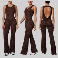 Combinaison de sport YNSEA personnalisée une pièce, dos nu, avec fermeture éclair, pantalon évasé, respirante, pour la gym, le fitness et le yoga pour femme