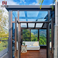 Villa moderne résidentielle avec véranda en aluminium et verre trempé, serre à toit réfléchissant, écologique, installation facile JIANYIDE