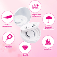 Kit de cils magnétiques Camellia personnalisables en gros, sans colle, 2 paires réutilisables, étanche, courbure C, avec étui, applicateur et brosse, expédition rapide