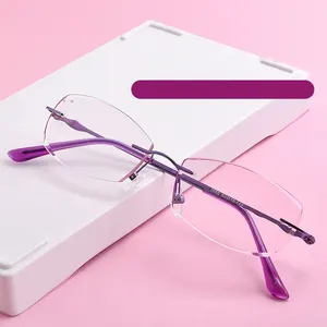 Comfortable Rimless Anti Blue Light Glasses Single Vision Presbyopic Glasses Women Colorful Reading Glass