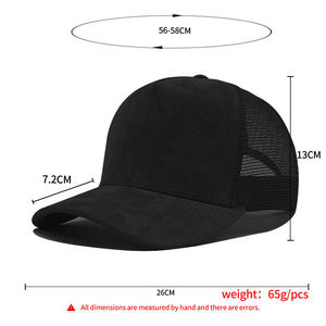 Oem ODM nhà máy bán buôn Chất lượng cao Trucker lưới <span class=keywords><strong>cap</strong></span> tùy chỉnh 5 Bảng điều chỉnh một khung lưới thêu Vegan da lộn Trucker Hat - Product Image 2