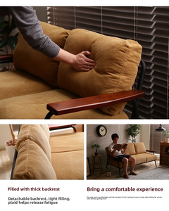 Sofá doble de hierro estilo industrial Loft retro, pequeño apartamento americano café sofá silla gabinete sala de estar silla relajante - Product Image 3