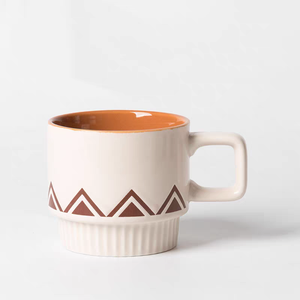 Vintage Customized Creative Nordic <b>Orange</b> Stoneware Ceramic Coffee Mugs Square Cute Handle Dishwasher Microwave Safe for - Product Image 6