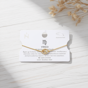 Pulsera de Acero Inoxidable Virgo, Chapada en Oro, con Circonita Cúbica, Cadena de Eslabones, Joyería Astrológica Unisex, 12 Piezas, Regalo - Product Image 3