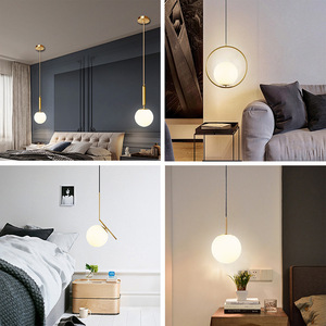 Lámpara colgante redonda minimalista moderna E27 Led de un solo cabezal para dormitorio y sala de estar - Product Image 2