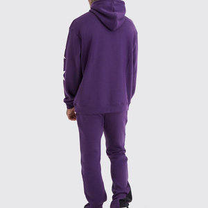 Conjunto de Sudadera con Capucha Morada para Hombre, Corte Holgado, Estilo Urbano, con Estampado de Estrellas, Ropa de Otoño - Product Image 4