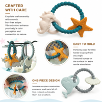 Bracelet de dentition pour bébé sans BPA, perles en silicone de qualité alimentaire à texture douce, forme d'animaux marins, unisexe