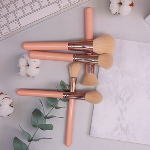 9-Piece Orange Wood Handle Synthetic Hair Makeup <b>Brush</b> Set Private Label Custom Logo Face Concealer <b>Brush</b> Kit - Product Image 6