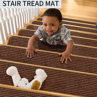 Tapis de sol auto-adhésif en peluche à hauteur de pile de machine moderne Tapis d'escalier antidérapant de 15mm d'épaisseur pour chambre à coucher couleur unie