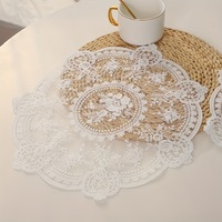 Set de table rond en dentelle, dessous de verre romantique brodé, napperon, sous-verres à café