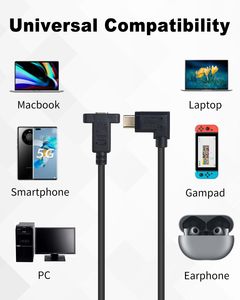 1ft 30cm右左角度90度<span class=keywords><strong>USB</strong></span> <span class=keywords><strong>3.1</strong></span> 60WタイプC男性-女性拡張充電同期ケーブルパネルマウントねじ穴付き - Product Image 3