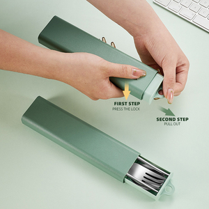 Meilleur prix pour un ensemble de couverts de <span class=keywords><strong>camping</strong></span> portable en acier inoxydable avec boîte extractible, 2/3 pièces, baguettes, fourchette et cuillère coréennes - Product Image 4
