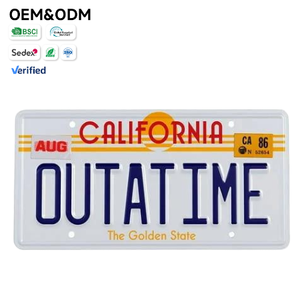 <span class=keywords><strong>Plaque</strong></span> d'immatriculation personnalisée California Outatime de la série Retour vers le futur – Échantillon gratuit, faible MOQ pour les fans - Product Image 1