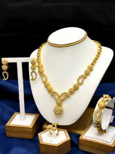 دبي الفاخرة النيجيري الزفاف القلائد الذهبية للنساء مجموعة مجوهرات الزفاف مجموعات مجوهرات الزفاف الهندي الطرف المجوهرات هدايا الخطوبة - Product Image 5