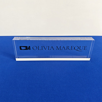 Bloc de signalisation personnalisé en acrylique transparent pour logo, présentoir de logo en acrylique, bloc de présentation en plexiglas, bloc de marque avec logo imprimé pour bureau
