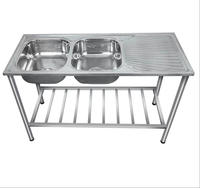 Éviers de cuisine à un bol en acier inoxydable 201 120*50cm pour restaurant