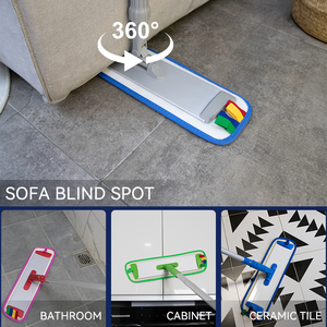 Tampons de vadrouille plats en microfibre lavable en aluminium Chiffons humides et secs Poignée extensible de remplacement de la tête de vadrouille pour le nettoyage de tous les sols - Product Image 3