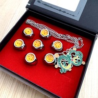 Ensemble de 2 bagues de cosplay DBZ, ensemble cadeau, accessoires de bijoux de mode, anime, dessin animé, Goku, boule de cristal, collier et bague en alliage