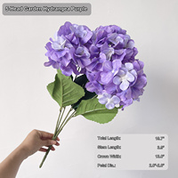 Fleurs d'hortensia artificielles HGA à longue tige unique pour l'affichage en hôtels et centres commerciaux, fausses fleurs en soie, vente en gros, décoration de toile de fond pour fêtes, direct usine