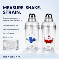 Shaker à cocktails Cobbleer 500 ml en plastique transparent avec protection anti-éclaboussures amovible et passoire à glace intégrée pour bar, vente en gros, logo personnalisé