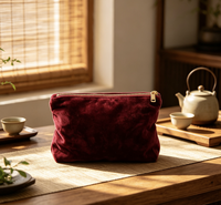 Pochette de rangement portable et pliable en velours de luxe premium pour 4 joueurs de Mahjong, avec fermeture éclair et logo personnalisé