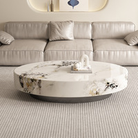Table basse ovale de luxe italienne haut de gamme en marbre, table d'appoint minimaliste premium pour salon moderne, approvisionnement en gros