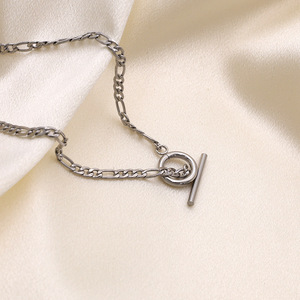 T Bar Chain Necklace Steel Color Geometric Design Party Fashion Clavicle Chain - Product Image 2