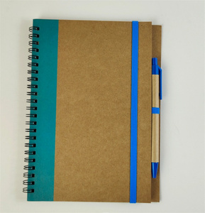 Promo <strong>Custom</strong> Eco Friendly <strong>Recycled</strong> Kraft A5 Spiral <strong>Notebook</strong> with Pen 60 Sheets - Product Image 2