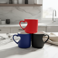 Mug à sublimation personnalisé à changement de couleur, sensible à la chaleur, en céramique, avec poignée en forme de cœur, grand format, compatible micro-ondes et lave-vaisselle