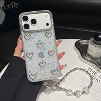 Nouvelle Coque de Téléphone de Luxe au Design Innovant pour iPhone 18 17 16 15 14 Plus 13 12 11 Pro Max avec Paillettes, Effet Aurore, Sangle Nœud et Procédé de Résine Époxy