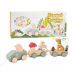 Educational Wooden Three-section Animal Baby Dragging <b>Toy</b> Rope Toddler Traction Dragging Building Blocks Train Ages 3-6 Hands-on - Product Image 6