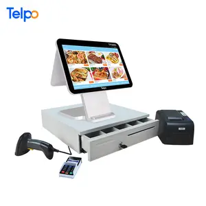 Telpo العرض المزدوج نظام نقاط البيع بالتجزئة/مطعم POS البقالة ماكينة تسجيل المدفوعات النقدية TPS680