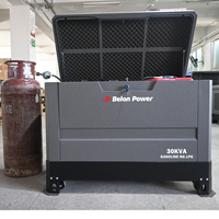 Générateur bi-carburant 15-30 KVA 4 cylindres, essence/gaz naturel, faible bruit, ATS, démarrage automatique, châssis en acier robuste, directement de l'usine