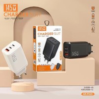 Adaptor Daya Pengisian Cepat USB-C 3 Port 145W EU/US Plug, Pengisi Daya Cepat Ponsel USB Type C, Charger Dinding PD Type-C 145W