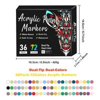 Marqueurs acryliques double pointe 72 couleurs, pointe souple, indélébiles, pour graffiti, dessin, liner, pour bricolage artistique et artisanat