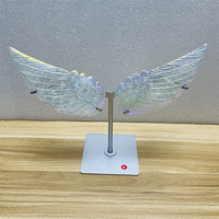 Vente en gros Aura clair Quartz cristal aile sculpture plaqué pierre de guérison ailes d'ange avec support pour artisanat décoratif