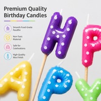 Einkaufsfertiges Kinder-Kuchenkerzen-Set im Ballon-Stil Bunte Gepunktete Buchstabenkerzen Spaßiges Geburtstagstorten-Deko-Kit