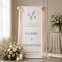 Letrero de Bienvenida de Tela Personalizado para Boda, Pancarta de Lino Personalizada para Boda, Pancarta de Bienvenida de Tela Moderna para Ceremonia y Recepción